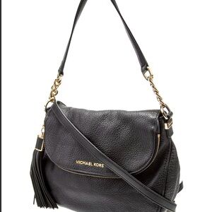AUTHENTIC Michael Kors Black Leather Bedford Tassle Shoulder Purse Bag